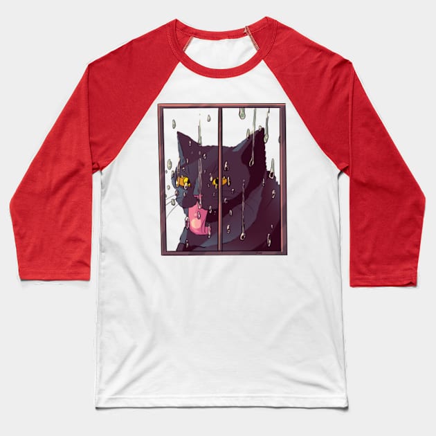 cat in the window Baseball T-Shirt by Mob0